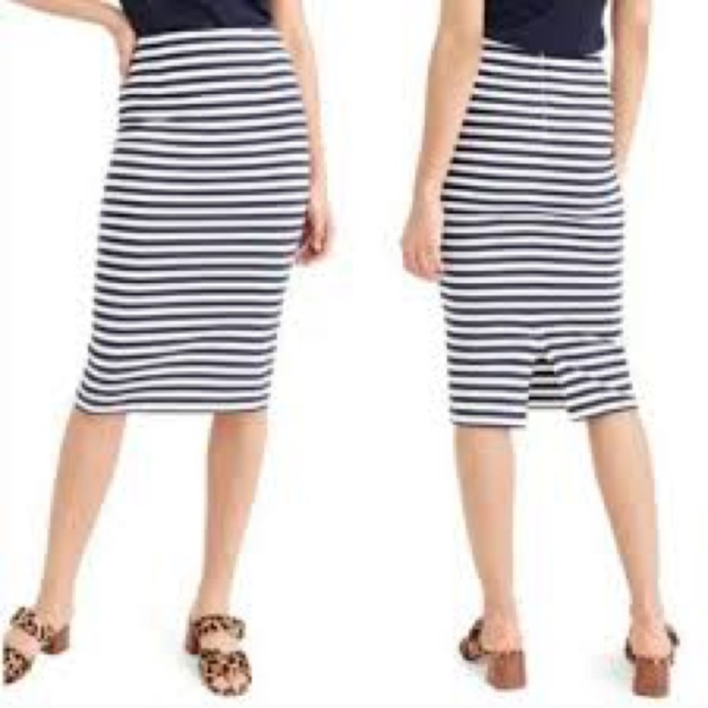 NWT jcrew Knit pencil skirt in stripe Cabo stripe navy size 6